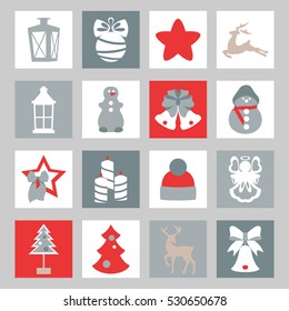 Collection of colorful christmas elements and decorations