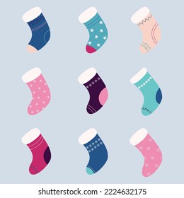collection of colorful christmas socks 