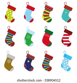 collection of colorful christmas socks for holiday season