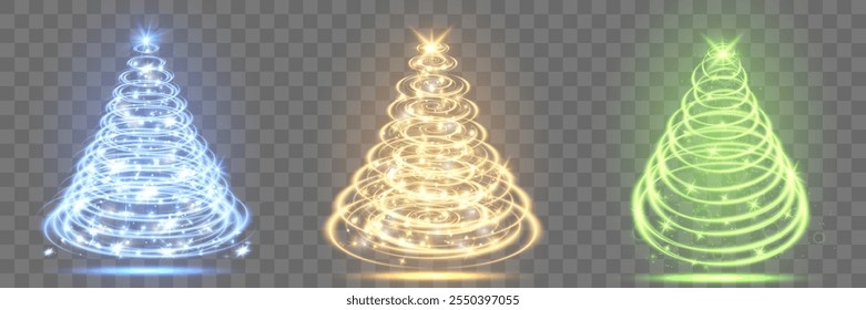 Collection of colorful Christmas trees. Christmas trees.Bright shiny design.Vector illustration.EPS 10.