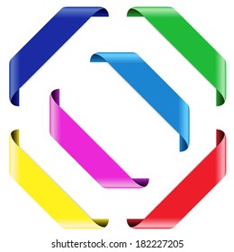 Collection of colorful corner ribbons set colored in blue, red and green. Decorative design elements for web, marketing and printed materials, EPS 10 vector illustration isolated on white background.