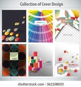 Collection of colorful Cover Design, vector brochure, flyer template. Can be used as concept for your graphic design. Proportionally for A4 size