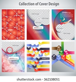 Collection of colorful Cover Design, vector brochure, flyer template. Can be used as concept for your graphic design. Proportionally for A4 size