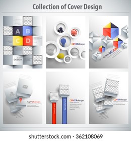 Collection of colorful Cover Design, vector brochure, flyer template. Can be used as concept for your graphic design. Proportionally for A4 size