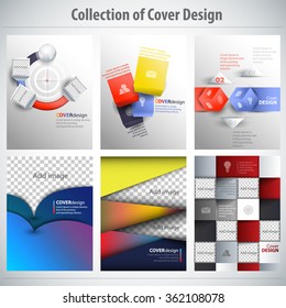 Collection of colorful Cover Design, vector brochure, flyer template. Can be used as concept for your graphic design. Proportionally for A4 size