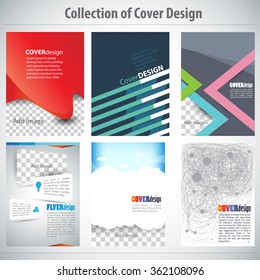 Collection of colorful Cover Design, vector brochure, flyer template. Can be used as concept for your graphic design. Proportionally for A4 size