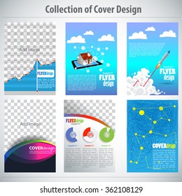 Collection of colorful Cover Design, vector brochure, flyer template. Can be used as concept for your graphic design. Proportionally for A4 size