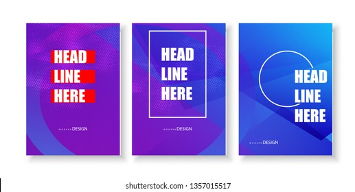 A collection of colorful covers. Square shapes with gradient. Modern design.