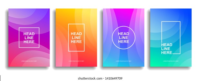 A collection of colorful covers. Wavy shapes with gradient. Modern design. Eps10 vector