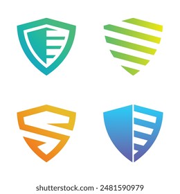 Collection of colorful creative concept shield logo designs. Premium Vector