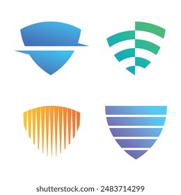 Collection of colorful creative concept shield logo designs. Premium Vector
