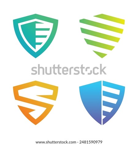 Collection of colorful creative concept shield logo designs. Premium Vector