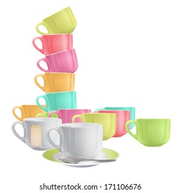Collection of colorful cup. Vector design. 