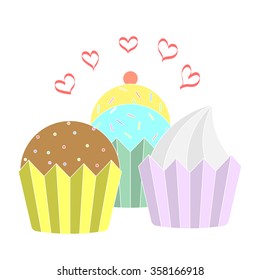 Collection of colorful cupcake icons, vector eps10