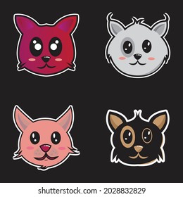 collection of colorful cute cat heads