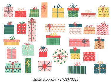 collection of colorful cute gift box with ribbon vector illustration