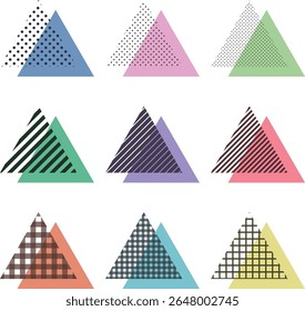Une collection de triangles colorés et mignons se chevauchant dans le design Memphis