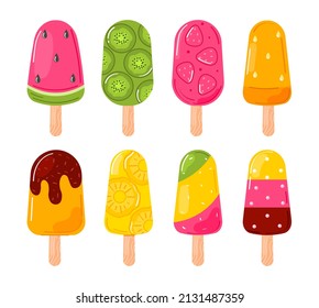 Collection of colorful delicious ice cream. Vector illustration for web design or print.