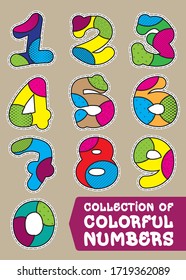 Collection of colorful digits in pop art style for kids education