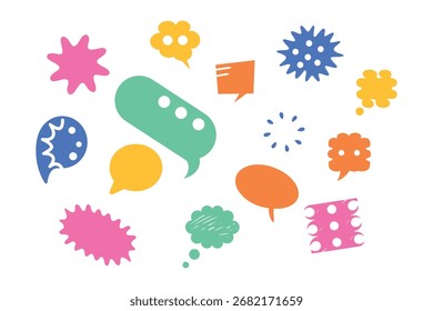 Colección de coloridas y diversas burbujas de discurso de Vector para gráficos de comunicación y discusión