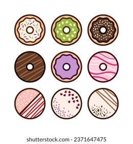A collection of colorful donut icons.