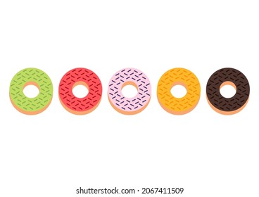 a collection of colorful donut illustrations with different flavors