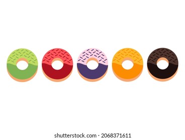 a collection of colorful donut illustrations with different flavors