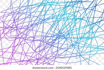 A collection of colorful doodle lines arranged in an abstract design on a solid white background, showcasing a creative concept