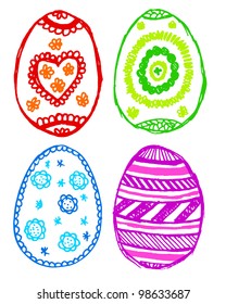 colección de coloridos doodles esquemáticos huevos de Pascua