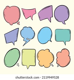 colección coloridas burbujas de voz Doodle Free Vector