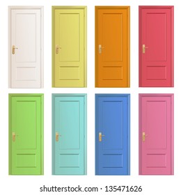 Collection of colorful doors. Vector design.