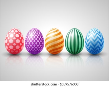 Collection of colorful easter eggs on a white background