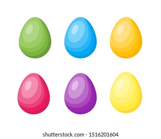 Collection of colorful easter eggs on a white background. Flat style. Vector set of eggs for design banner, greeting card.