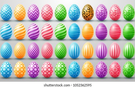 Collection of colorful eggs easter