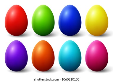 Collection of colorful eggs easter on a white background