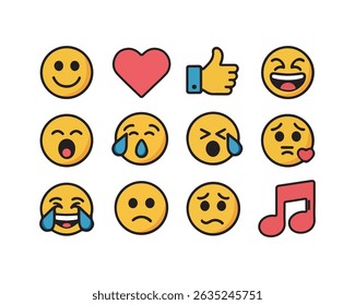 Collection of Colorful Emojis Displaying Various Emotions