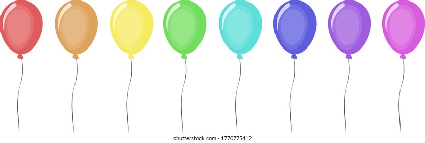 Collection of colorful festive balloons. Vector.