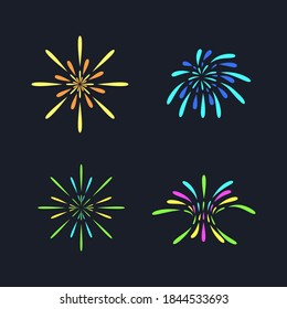 Collection of Colorful Fireworks, Happy New Year