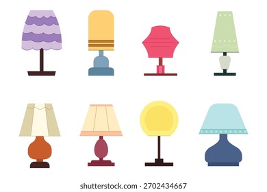 Colección de lámparas de mesa de diseño plano colorido