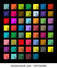 A collection of colorful flat font/alphabet/icon