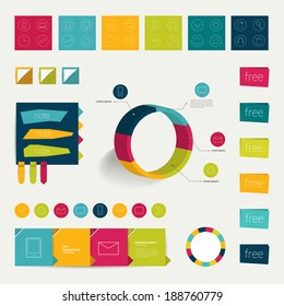 Collection of colorful flat infographic elements. Business vector shapes. 