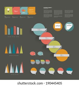 Collection of colorful flat infographic elements. Business vector shapes. 