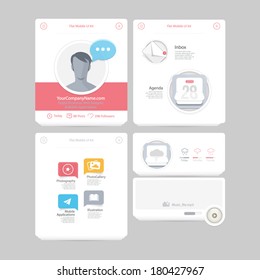 Collection of colorful flat kit UI navigation kit elements with icons for personal portfolio website and mobile templates