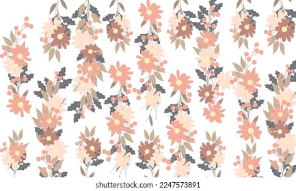 Collection of colorful floral elements in flat color. Set of spring and summer wild flowers, plants, branches, leaves and herb. Hand drawn of blossom vectors for decor, website, graphic and shop.