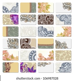 collection of colorful floral ornamental business card element