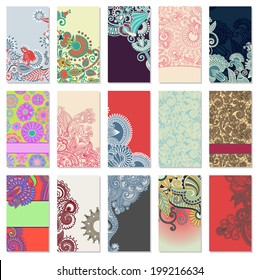 collection of colorful floral ornamental business card element