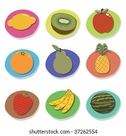collection of colorful fruit icons