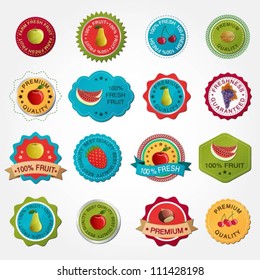 Collection of colorful fruit labels