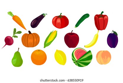 Collection of colorful fruits and vegetables
