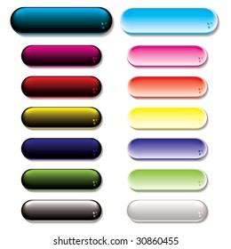 Collection of colorful gel filled buttons with shadow effect